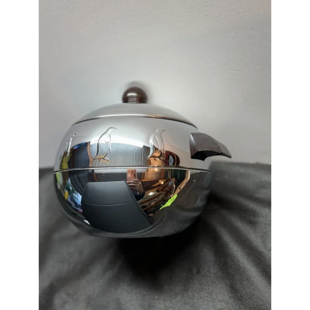 Vintage West Bend Stainless Steel Penguin Hot & Cold Server Chrome Ice Bucket